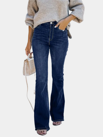High-waist Wide-leg Slim-fit Trumpet Denim Jeans