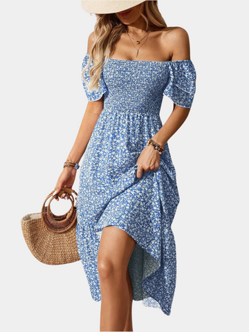 Women's Flutter Sleeve A-Line Long Dress