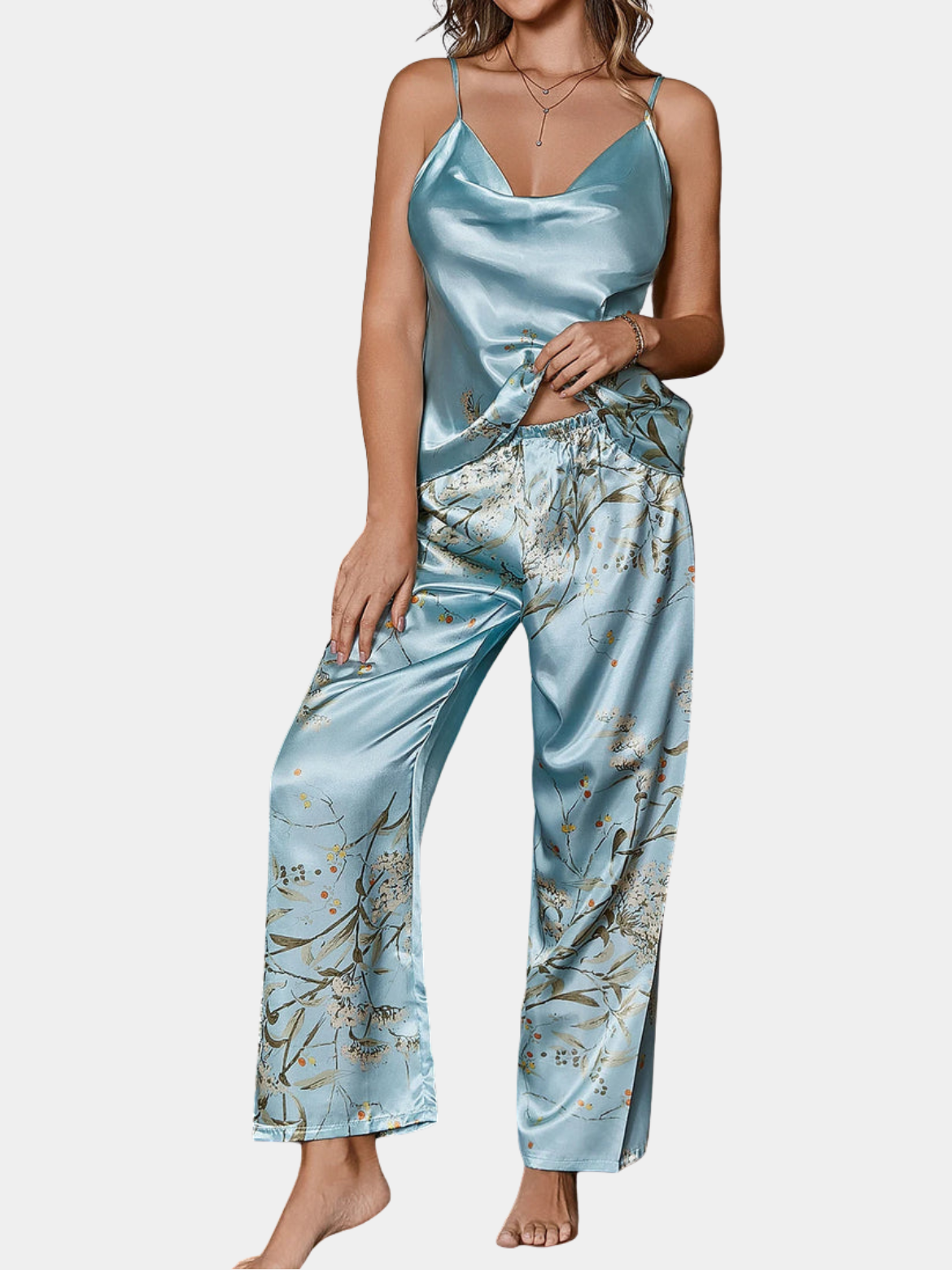 FloralEase – Satijnen Camisole Set