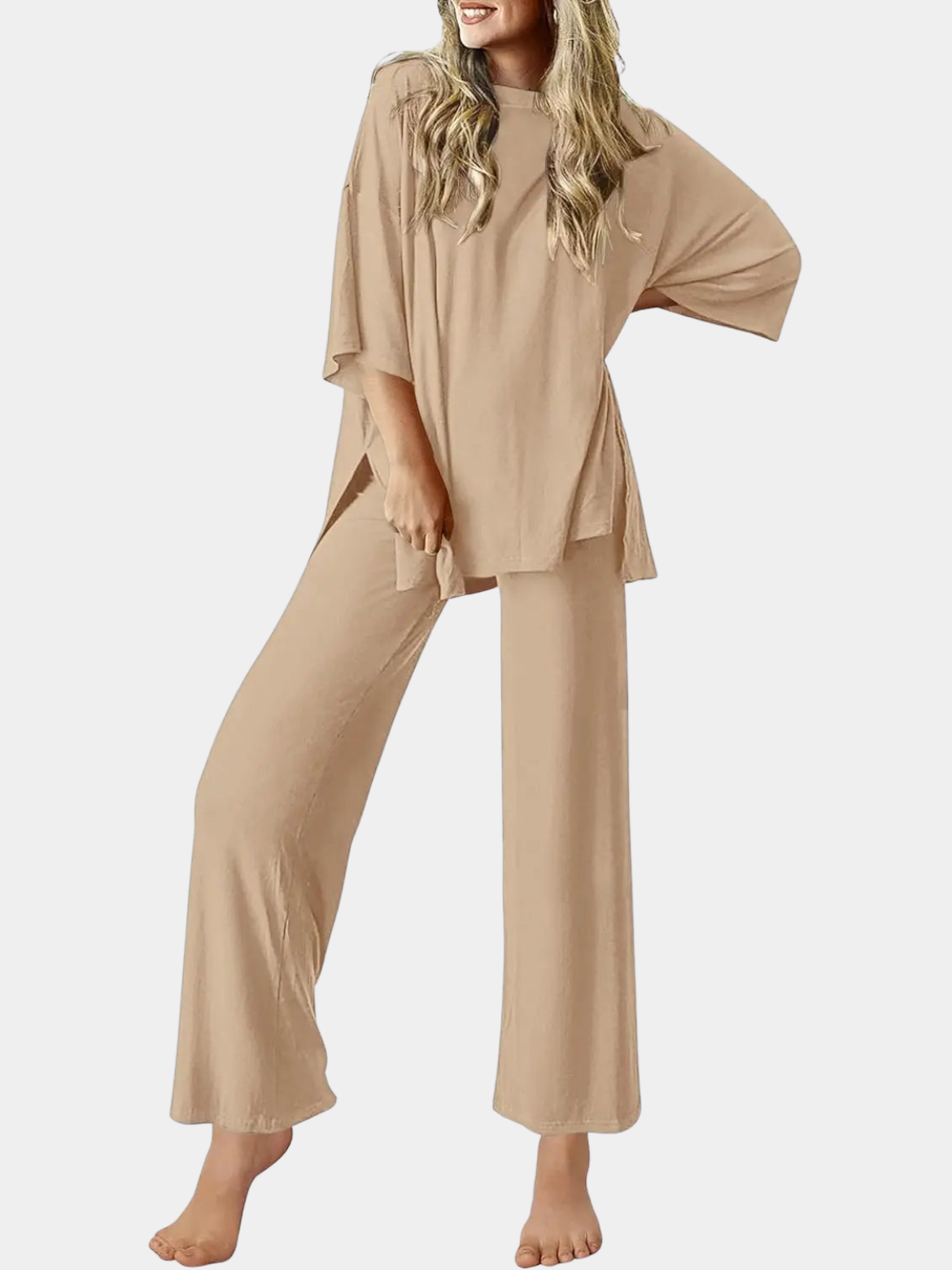 Ekouaer Lounge Sets for Women Short Sleeve Tops and Long Pants