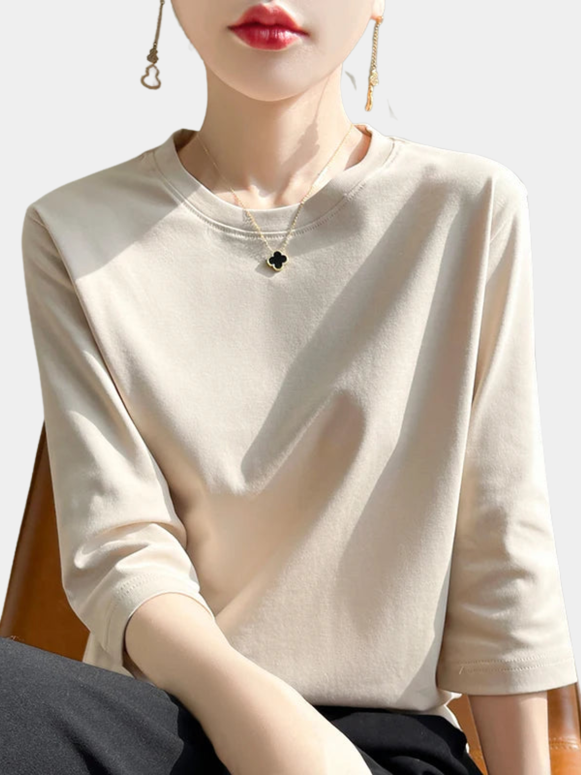 SoftFlow™ – Ecru Cotton Elegance T-shirt